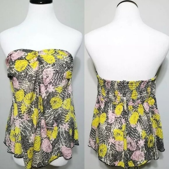 NWT Free People Boho Tube Top Sz M Women Strapless Coastal Tropical Flirty Flowy - Picture 1 of 12